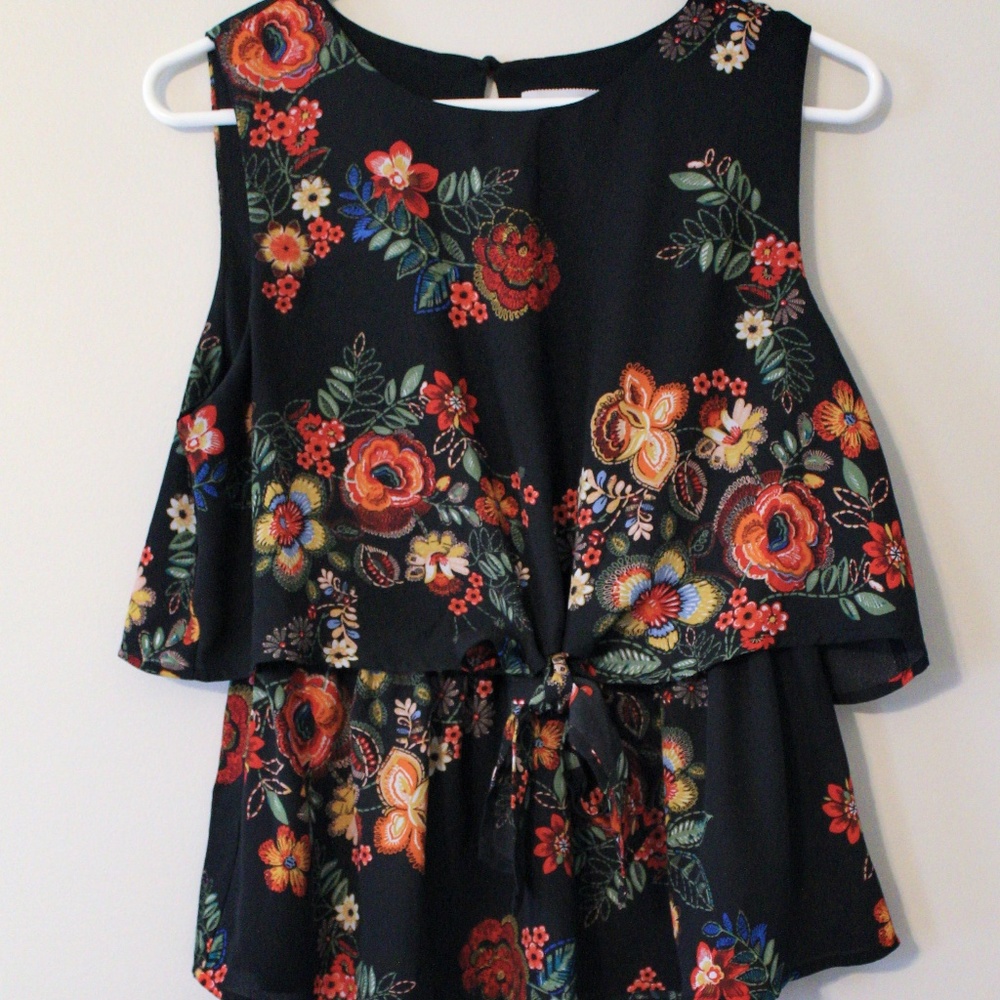 Monteau Floral Tied Tank Top